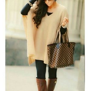 Calypso St. Barth Camel Cashmere Sweater Poncho/ Caftan Sz XS